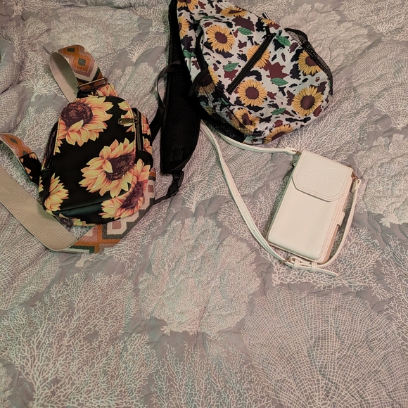 Floral Backpacks and White Crossbody Bag - Picture 1 of 1